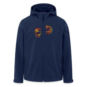 Rote Maske: Mystik im Fokus - Recycelte Männer Softshell-Jacke von Stanley/Stella - Navy - Vorne - AI Model Male 185 light (185cm)
