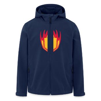 hot fire flames angular shield emblem emblem frame - Men’s Recycled Softshell Jacket by Stanley/Stella - navy - Front - AI Model Male 185 light (185cm)
