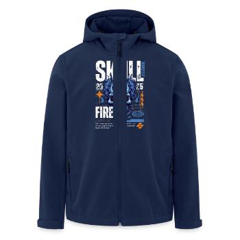 Blue Skull Weiss - Recycelte Männer Softshell-Jacke von Stanley/Stella - Navy - Vorne - AI Model Male 185 light (185cm)