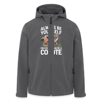 Coyote Animal Funny - Men’s Recycled Softshell Jacket by Stanley/Stella - anthracite - Front - AI Model Male 185 light (185cm)
