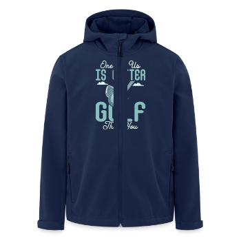 L’un d’entre nous est meilleur au golf que vous le golfeur amateur - Veste softshell homme en polyester recyclé Stanley/Stella - marine - Devant - AI Model Male 185 light (185cm)