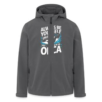 Orca Killerwal Ozean Tier Wale - Recycelte Männer Softshell-Jacke von Stanley/Stella - Anthrazit - Vorne - AI Model Male 185 light (185cm)