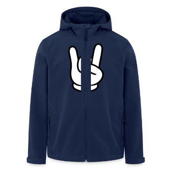 Hand Comic Party Sign - Men’s Recycled Softshell Jacket by Stanley/Stella - navy - Front - AI Model Male 185 light (185cm)