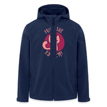 Fuck the system - cat of stink cat gift - Men’s Recycled Softshell Jacket by Stanley/Stella - navy - Front - AI Model Male 185 light (185cm)
