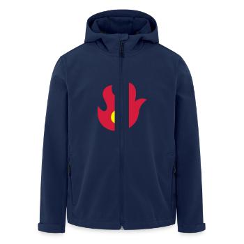 Feuer Flamme - Fire Flame - Recycelte Männer Softshell-Jacke von Stanley/Stella - Navy - Vorne - AI Model Male 185 light (185cm)