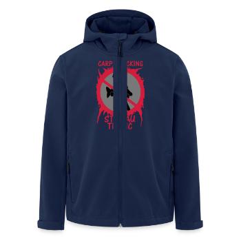 Stop au trafic "CARP'S JACKING" - Veste softshell homme en polyester recyclé Stanley/Stella - marine - Devant - AI Model Male 185 light (185cm)