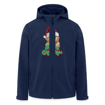 Cadeau de Noël Mignon Drôle de chien Chapeau de Père Noël Joyeux Noël - Veste softshell homme en polyester recyclé Stanley/Stella - marine - Devant - AI Model Male 185 light (185cm)