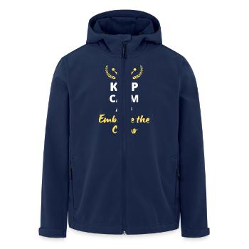 "Keep Calm and Embrace the Chaos" - Audacity and fun - Men’s Recycled Softshell Jacket by Stanley/Stella - navy - Front - AI Model Male 185 light (185cm)