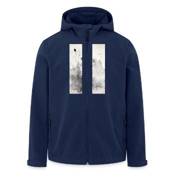 Abstract watercolor painting - Men’s Recycled Softshell Jacket by Stanley/Stella - navy - Front - AI Model Male 185 light (185cm)