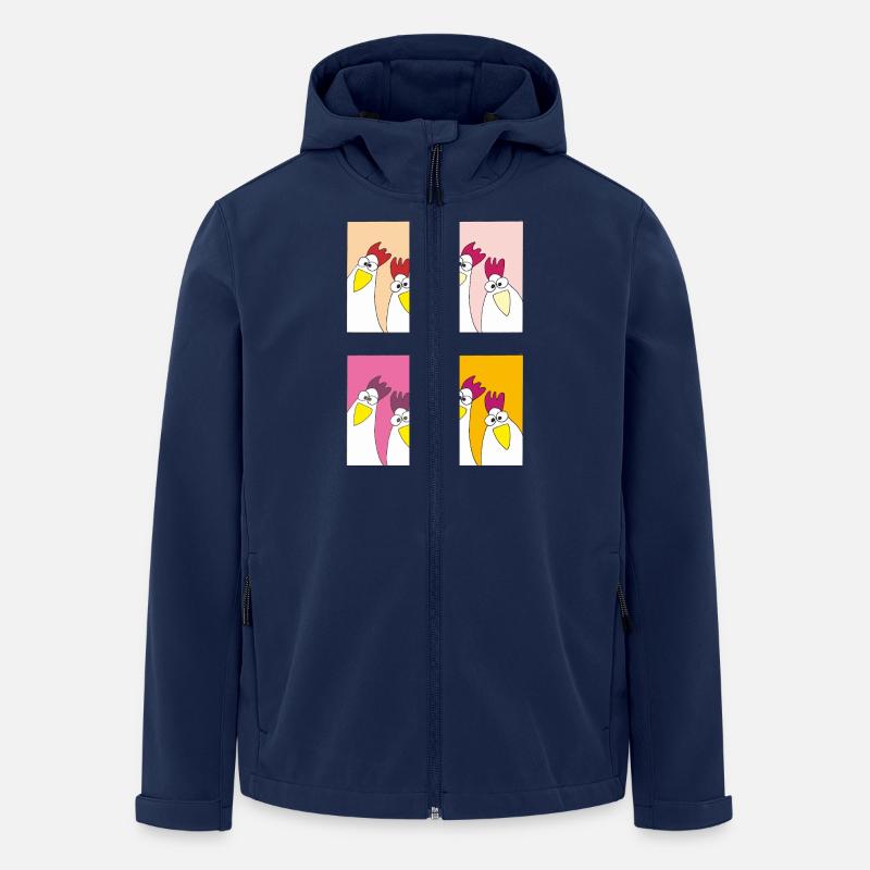 Drôles de poulets Popart - Veste softshell homme en polyester recyclé Stanley/Stella - marine