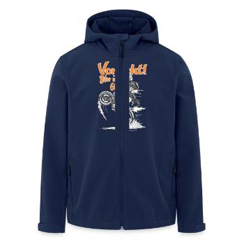 Bikerdesign Biker über 60 Vorsicht - RAHMENLOS® - Recycelte Männer Softshell-Jacke von Stanley/Stella - Navy - Vorne - AI Model Male 185 light (185cm)