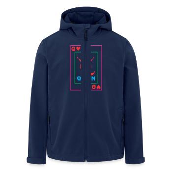 QUEEN playing card - Men’s Recycled Softshell Jacket by Stanley/Stella - navy - Front - AI Model Male 185 light (185cm)
