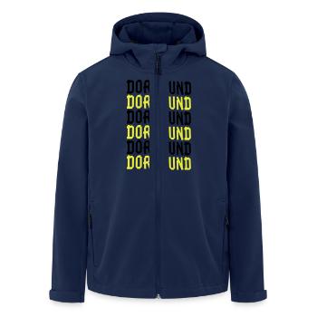 dortmund black-yellow - Men’s Recycled Softshell Jacket by Stanley/Stella - navy - Front - AI Model Male 185 light (185cm)