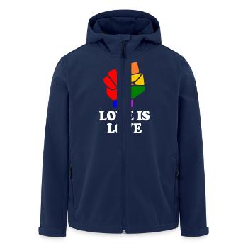Love is love - Recycelte Männer Softshell-Jacke von Stanley/Stella - Navy - Vorne - AI Model Male 185 light (185cm)