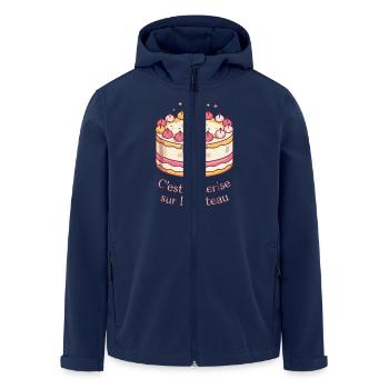C'est la cerise sur le gâteau • humouristique - Veste softshell homme en polyester recyclé Stanley/Stella - marine - Devant - AI Model Male 185 light (185cm)