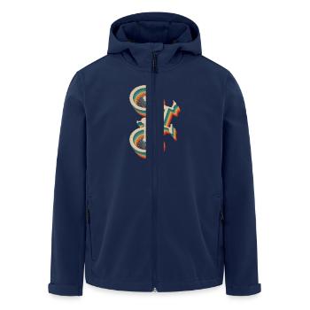 Bicycle Vintage Wheels - Men’s Recycled Softshell Jacket by Stanley/Stella - navy - Front - AI Model Male 185 light (185cm)