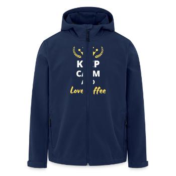 "Keep Calm and Love Coffee" - Coffee Fans - Recycelte Männer Softshell-Jacke von Stanley/Stella - Navy - Vorne - AI Model Male 185 light (185cm)
