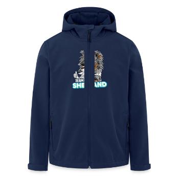 TEAM Shetland - Blau Merle Tricolor - Recycelte Männer Softshell-Jacke von Stanley/Stella - Navy - Vorne - AI Model Male 185 light (185cm)