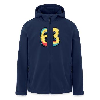 Bande dessinée à 63 chiffres - Veste softshell homme en polyester recyclé Stanley/Stella - marine - Devant - AI Model Male 185 light (185cm)