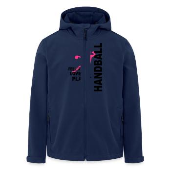 Handball - love & play - Recycelte Männer Softshell-Jacke von Stanley/Stella - Navy - Vorne - AI Model Male 185 light (185cm)