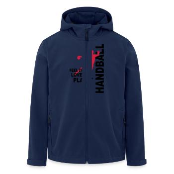 Handball - love & play - Recycelte Männer Softshell-Jacke von Stanley/Stella - Navy - Vorne - AI Model Male 185 light (185cm)