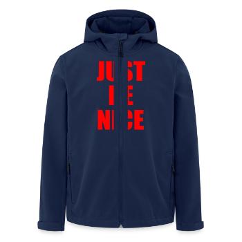 Just be nice - Men’s Recycled Softshell Jacket by Stanley/Stella - navy - Front - AI Model Male 185 light (185cm)