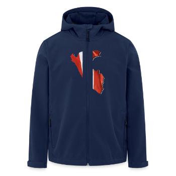 Peru flag in the map of Peru - Men’s Recycled Softshell Jacket by Stanley/Stella - navy - Front - AI Model Male 185 light (185cm)