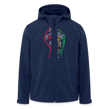Inspirierende Schwarze Führer Power Faust Hand Schwarz - Recycelte Männer Softshell-Jacke von Stanley/Stella - Navy - Vorne - AI Model Male 185 light (185cm)