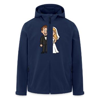 Bande dessinée de mariage couple de mariés - Veste softshell homme en polyester recyclé Stanley/Stella - marine - Devant - AI Model Male 185 light (185cm)