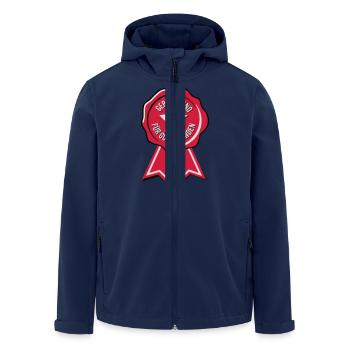 geprüft und für gut befunden - Recycelte Männer Softshell-Jacke von Stanley/Stella - Navy - Vorne - AI Model Male 185 light (185cm)