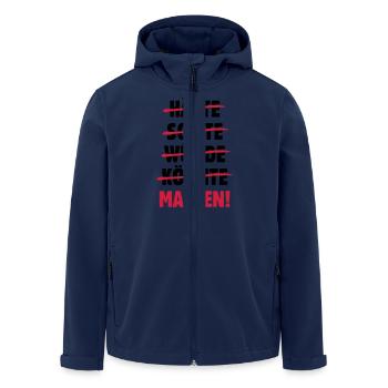 Macher Motto Einstellung Statement - Recycelte Männer Softshell-Jacke von Stanley/Stella - Navy - Vorne - AI Model Male 185 light (185cm)