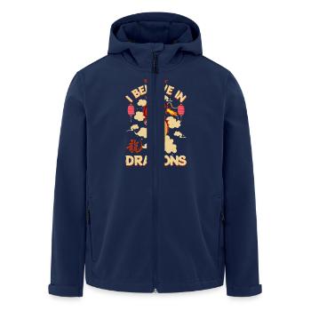 China - Ich glaube an Drachen! - Recycelte Männer Softshell-Jacke von Stanley/Stella - Navy - Vorne - AI Model Male 185 light (185cm)
