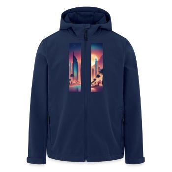 Colorful eastern cityscape - Men’s Recycled Softshell Jacket by Stanley/Stella - navy - Front - AI Model Male 185 light (185cm)