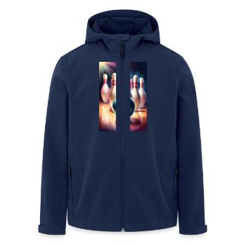 Tolles Bowling Vatertagsgeschenk - Recycelte Männer Softshell-Jacke von Stanley/Stella - Navy - Vorne - AI Model Male 185 light (185cm)