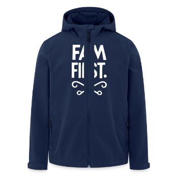 Fam First - Men’s Recycled Softshell Jacket by Stanley/Stella - navy - Front - AI Model Male 185 light (185cm)