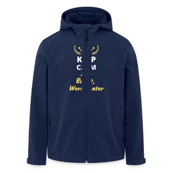 "Keep Calm and Buy It, Worry Later" - Shopping - Men’s Recycled Softshell Jacket by Stanley/Stella - navy - Front - AI Model Male 185 light (185cm)