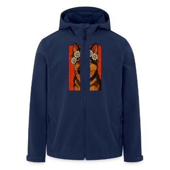 German Shepherd with Daisy Crown Floral Dog Art - Men’s Recycled Softshell Jacket by Stanley/Stella - navy - Front - AI Model Male 185 light (185cm)