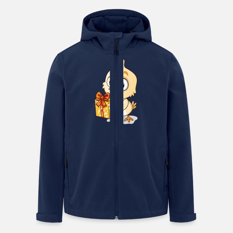 Cute chick unwraps gift - Men’s Recycled Softshell Jacket by Stanley/Stella - navy