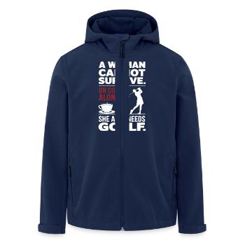 A Woman Cannot Survive On Coffee - Men’s Recycled Softshell Jacket by Stanley/Stella - navy - Front - AI Model Male 185 light (185cm)