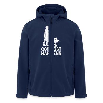 Farm Farmer Gift Saying Farmer Country Life - Men’s Recycled Softshell Jacket by Stanley/Stella - navy - Front - AI Model Male 185 light (185cm)