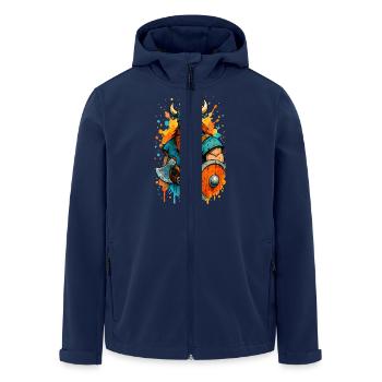 Bandes dessinées vikings éclaboussures de couleurs - Veste softshell homme en polyester recyclé Stanley/Stella - marine - Devant - AI Model Male 185 light (185cm)