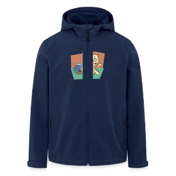 Katze mit Fisch - Recycelte Männer Softshell-Jacke von Stanley/Stella - Navy - Vorne - AI Model Male 185 light (185cm)