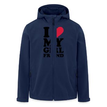 I love my girlfriend - Men’s Recycled Softshell Jacket by Stanley/Stella - navy - Front - AI Model Male 185 light (185cm)