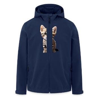 Cute young cat waiting for cuddles - Men’s Recycled Softshell Jacket by Stanley/Stella - navy - Front - AI Model Male 185 light (185cm)