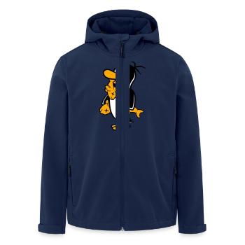 Un pingouin mange trois poissons attrapés par la faim délicieux - Veste softshell homme en polyester recyclé Stanley/Stella - marine - Devant - AI Model Male 185 light (185cm)