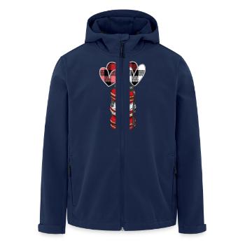 Valentinstag-Macaron-Stapel mit Büffelkaro-Herzen - Recycelte Männer Softshell-Jacke von Stanley/Stella - Navy - Vorne - AI Model Male 185 light (185cm)