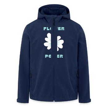 Flower Power – Design Rétro et Bohème 70's - Veste softshell homme en polyester recyclé Stanley/Stella - marine - Devant - AI Model Male 185 light (185cm)