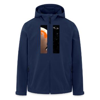 astronaut vor pklanet orange - Recycelte Männer Softshell-Jacke von Stanley/Stella - Navy - Vorne - AI Model Male 185 light (185cm)