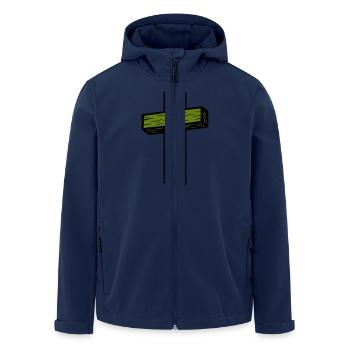 Holz Kreuz Symbol - Recycelte Männer Softshell-Jacke von Stanley/Stella - Navy - Vorne - AI Model Male 185 light (185cm)