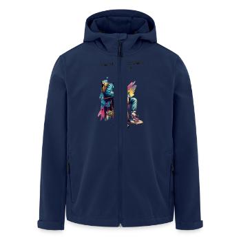 Emotionally exhausted but super stylish - Men’s Recycled Softshell Jacket by Stanley/Stella - navy - Front - AI Model Male 185 light (185cm)